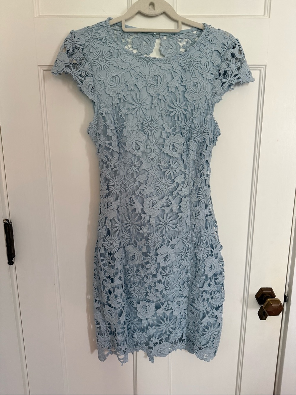Lulu's Light Blue Lace Mini Dress
